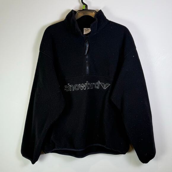 Port authority vintage half zip fleece black sweatshirt Mens size large - Picture 1 of 6